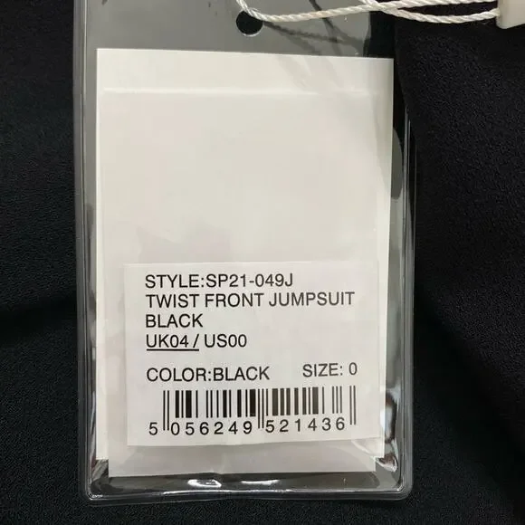 NWT Self-Portrait Twist Front Plunge Neckline Cropped Jumpsuit Black Size US 0 - Picture 7 of 11